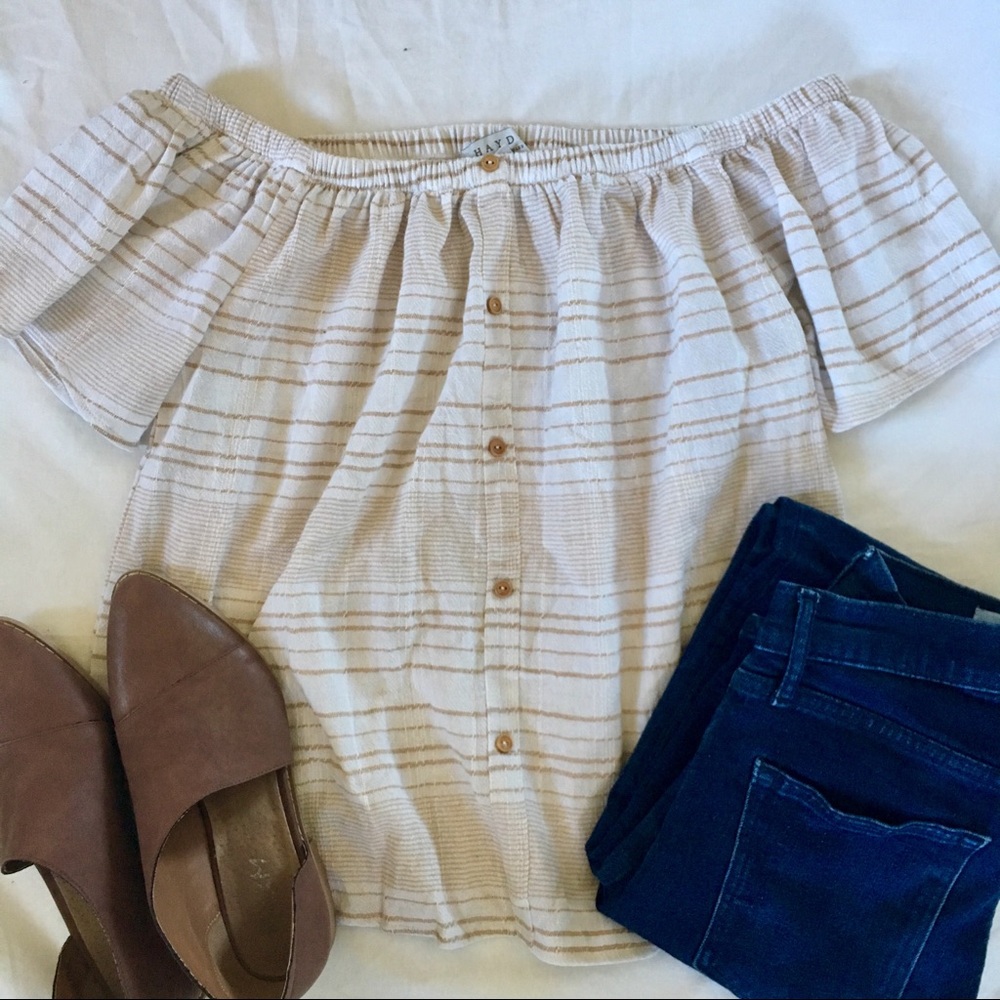 Hayden summery off the shoulder striped top